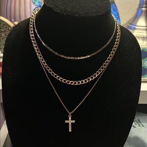 Elegant Gold Plated Cross Pendant Necklace